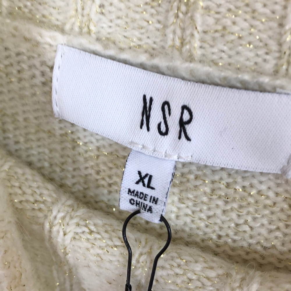 NSR Mock Neck Knit Sweater in cream size XL - Picture 6 of 7